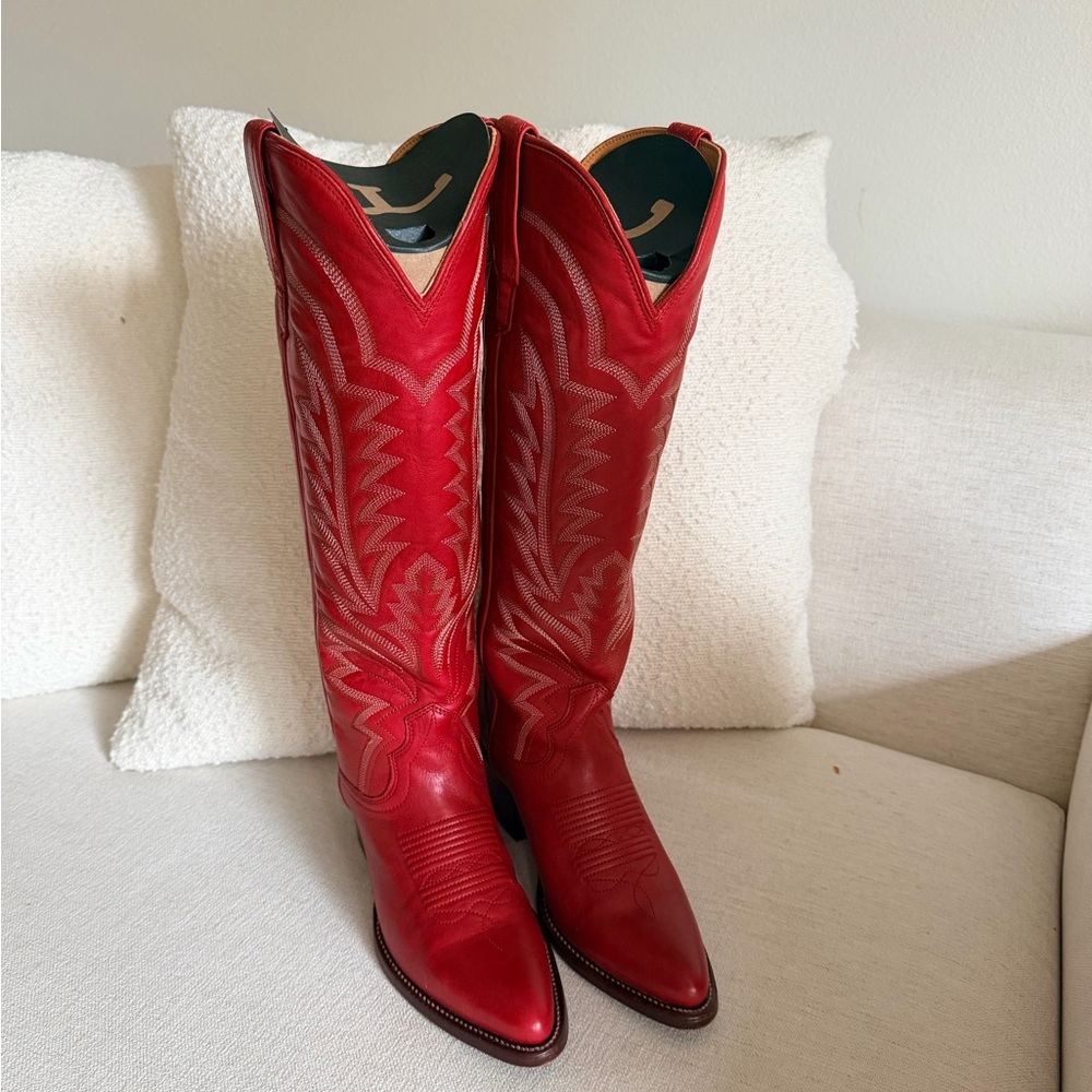 Tecovas Red Leather Heeled Boots